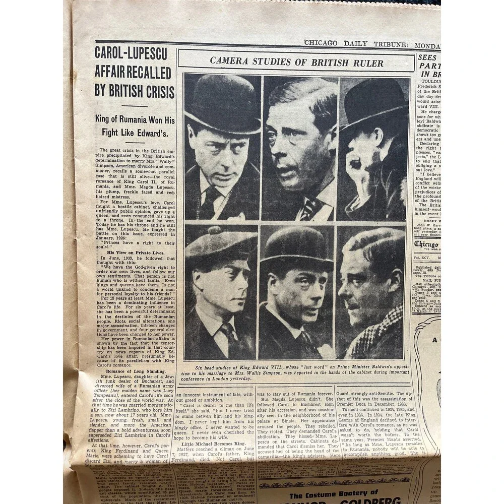 1936 Kind Edward Abdicates Crown King Wally - British Monarchy, UK Politics, Qu